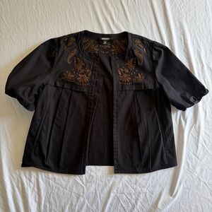 DKNY Embroidered Floral Paisley Shacket